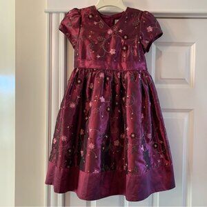 Marmellata Taffeta Embroidered Dress Girls Sz 10 Purple Flowers Layered  *read